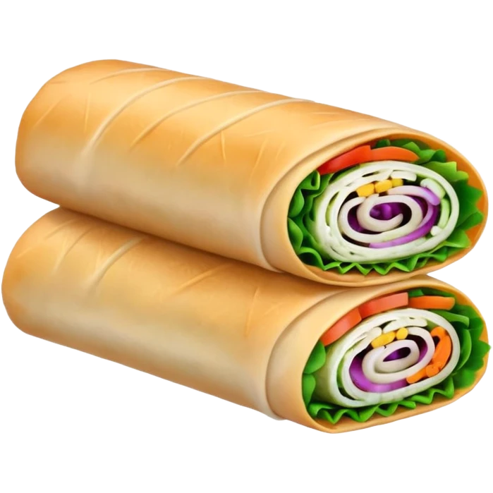 One Thai uncooked spring roll, Apple emoji style, no background, in 1x1 format emoji