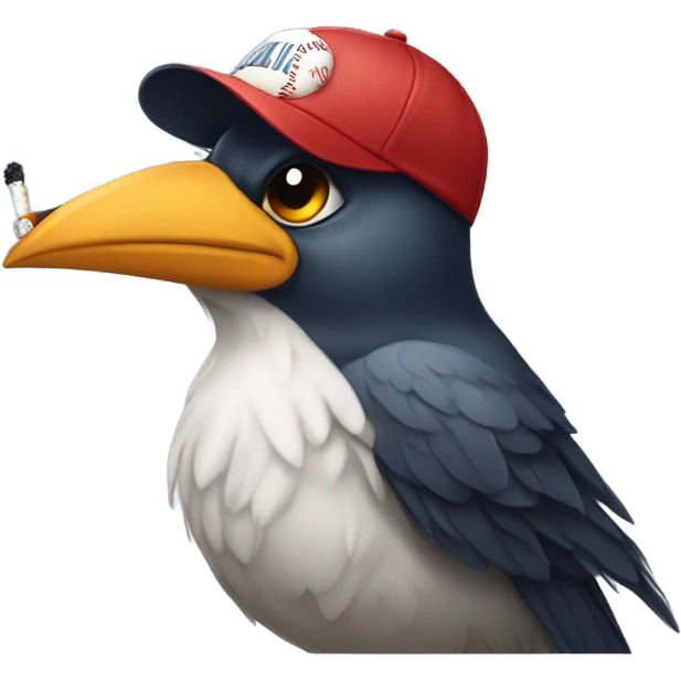 bird waring a backwards hat and smoking  emoji