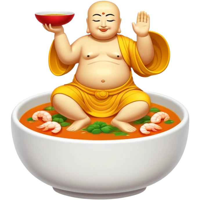Buddha Jumps Over the Wall luxury soup with seafood and premium ingredients, simplified emoji style with bold outlines and bright colors, cartoon style famous Chinese delicacy emoji