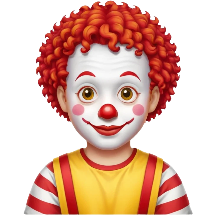 McDonald's clown with bright red curly hair and yellow T-shirt with red and white striped sleeves emoji