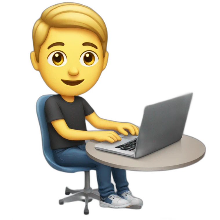 european guy using laptop emoji