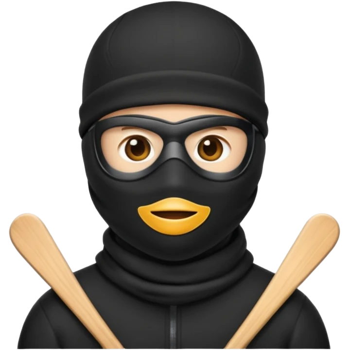 Create an emoji wearing a black ski mask not a creepy big smile though  emoji