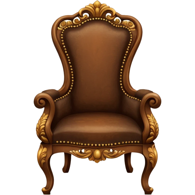 antique matrix brown chair, front view, ornate details, iPhone emoji style emoji