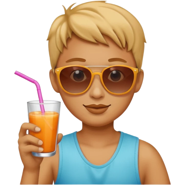 Sun is wearing sunglasses and drinking juice with stra emoji