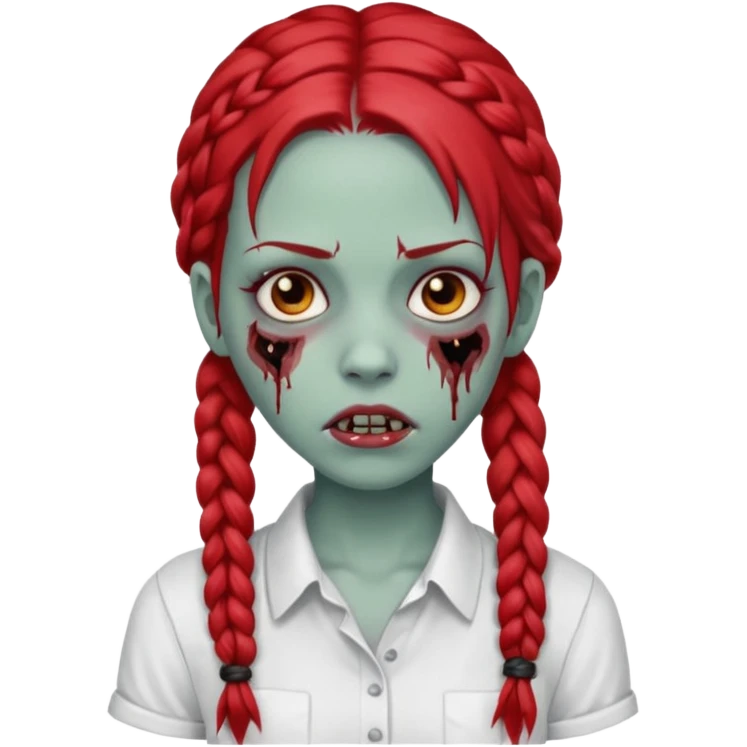 zombie girl with red braids and white shirt emoji