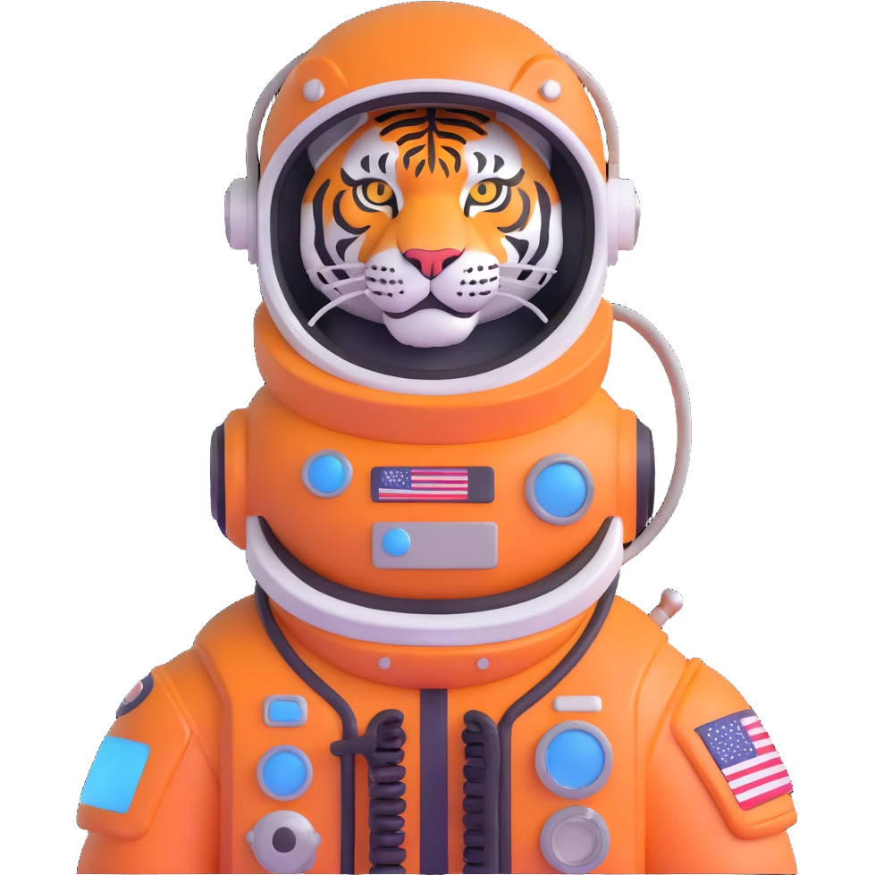 tiger astronaut with helmet emoji