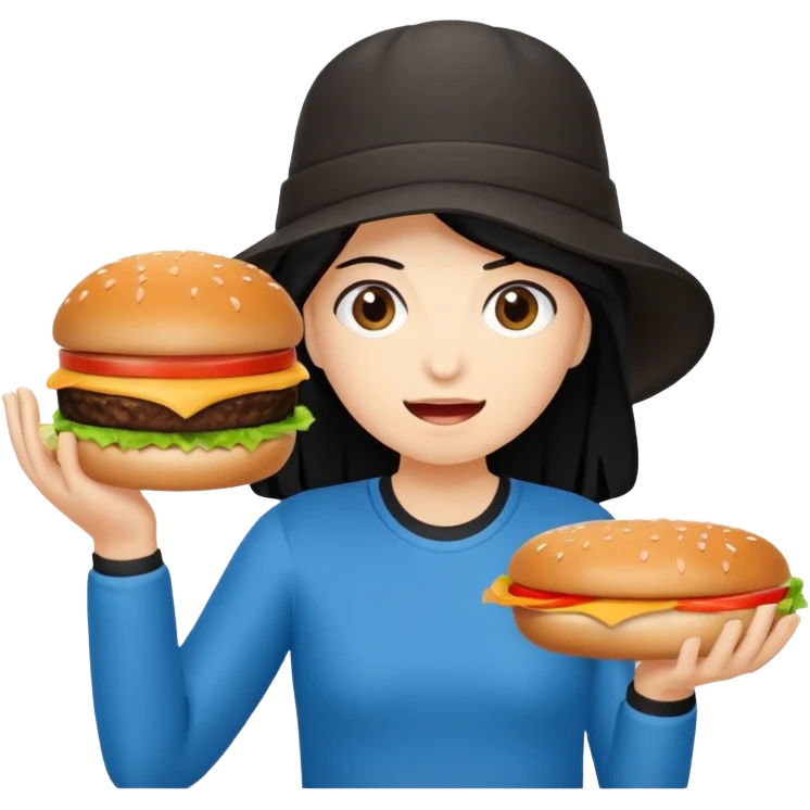 mach mir eine sportliche person mit schwarzen haaren die gerade offensichtlich heißhunger hat emoji