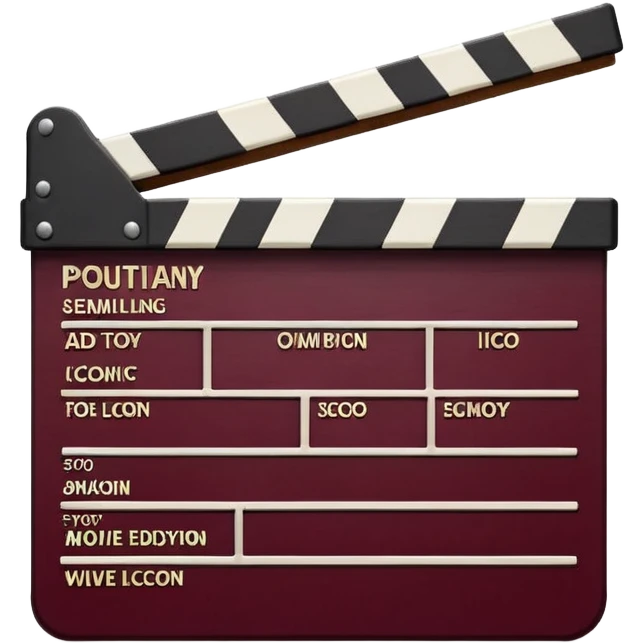 movie clapper board, deep burgundy, more details, highlights and shadows emoji style emoji