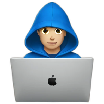 White Young man with a blue hood front of his laptop opened emoji