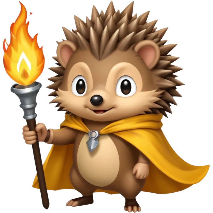 hedgehog holding torch with yellow cape emoji
