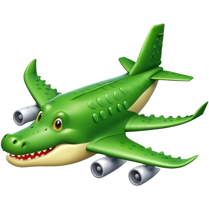 Cute crocodile plane with a smiling face emoji