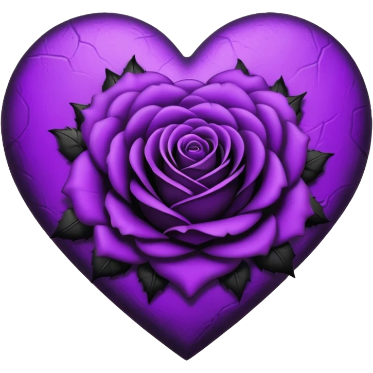 gothic style heart, purple with black rose emoji