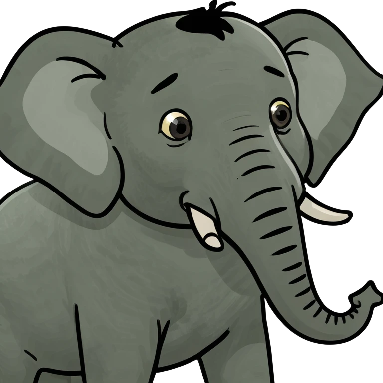 Elephant with dark curl hair giving an air kiss emoji