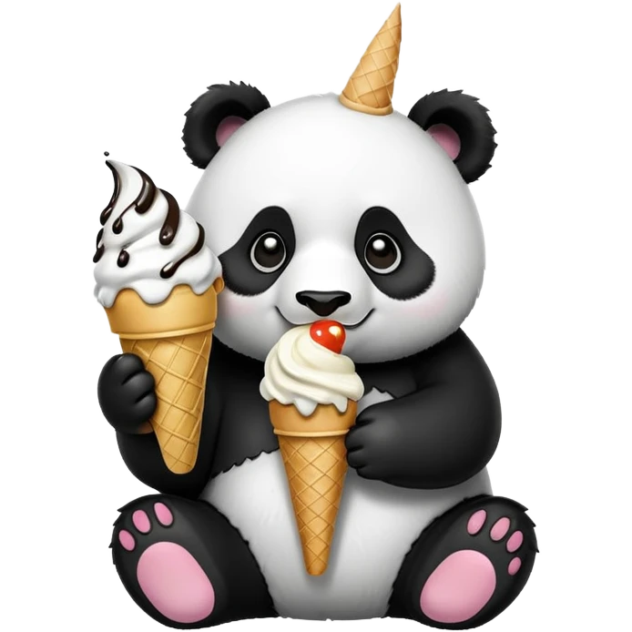 Panda eating ice cream emoji