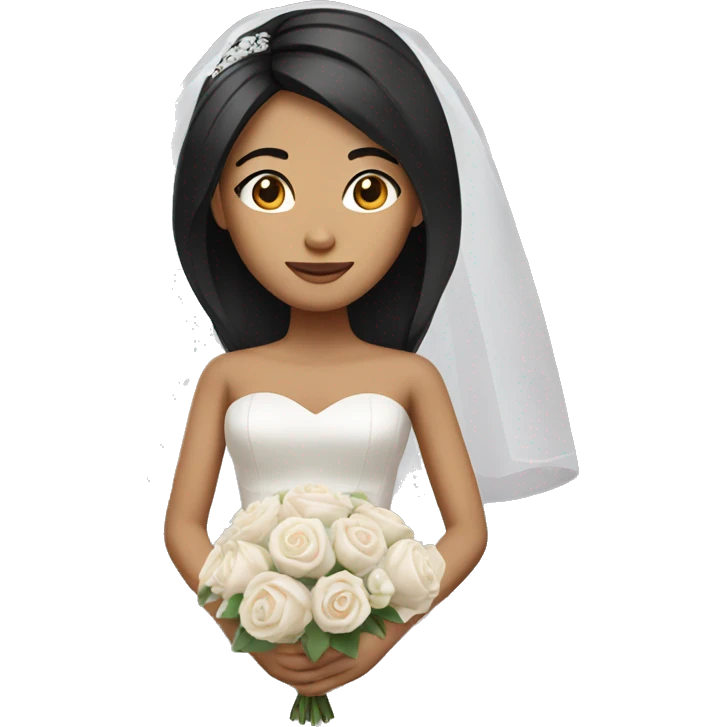  bride with brown skin  asian face and black straight  hair emoji