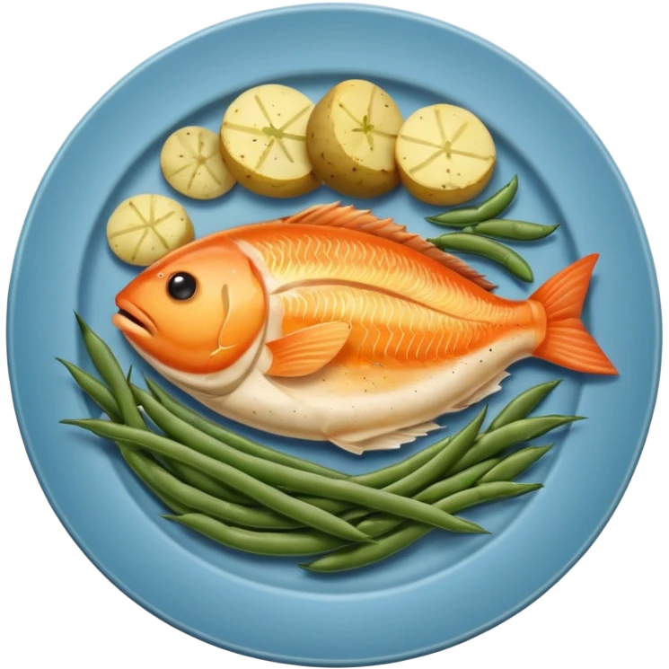 plate of fish potatoes and green beans emoji
