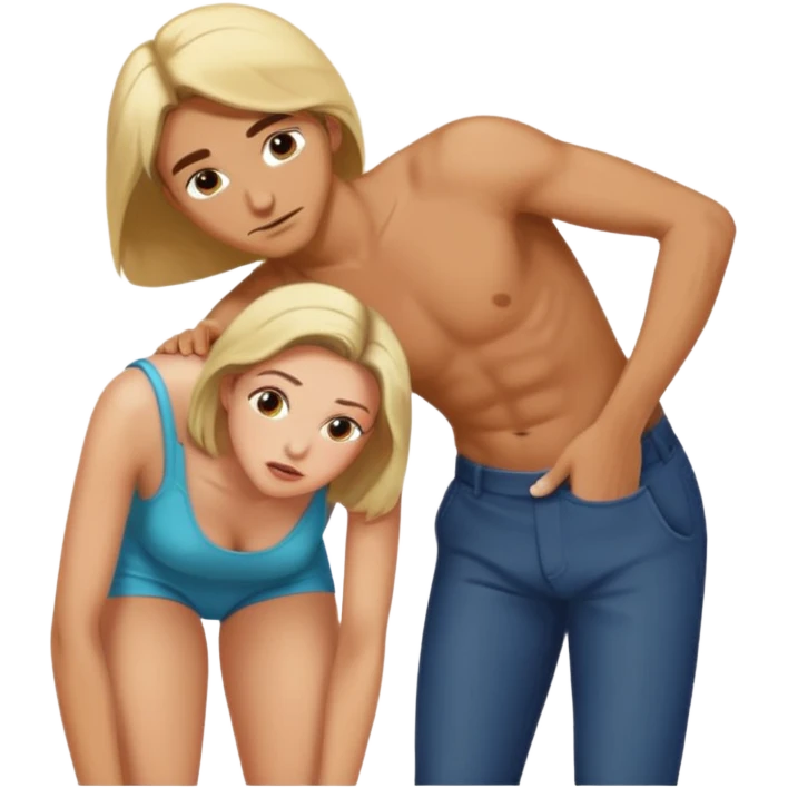 Woman bent over naked while man is behind her emoji
