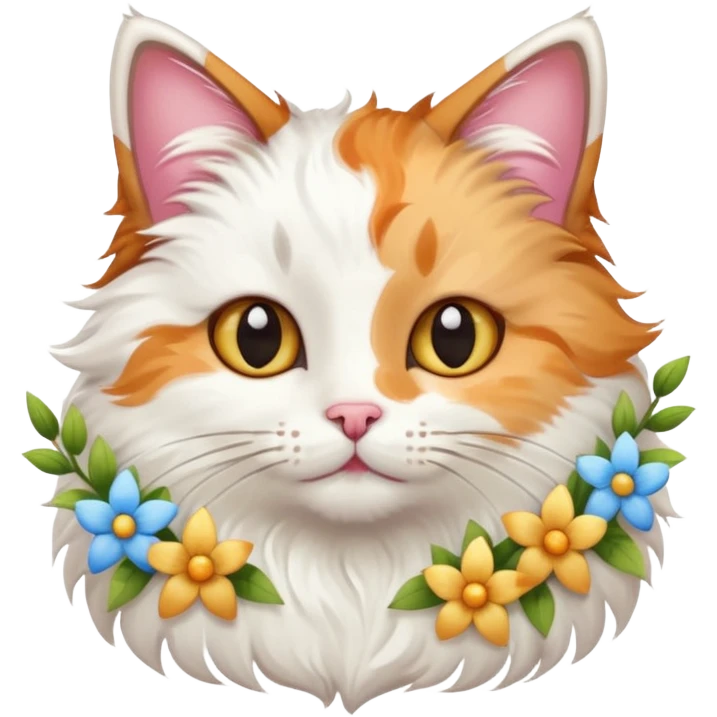 кіт з квітами та зірками emoji
