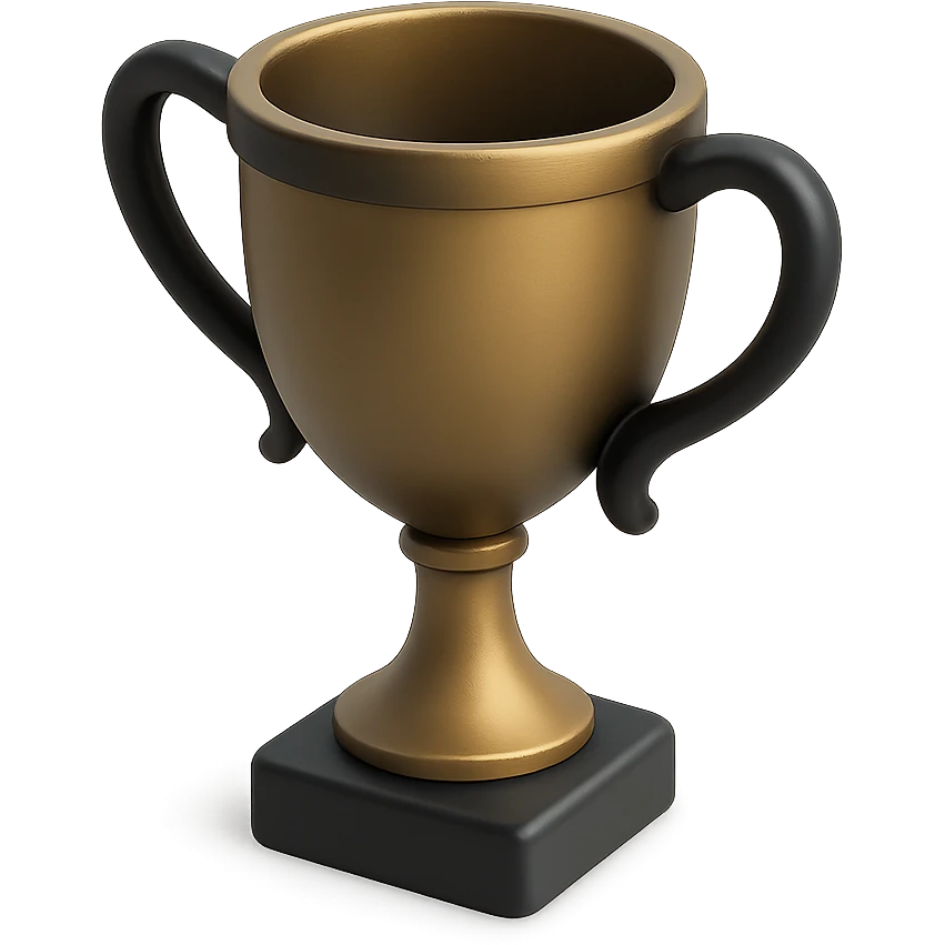 a gold trophy in 3D black style emoji