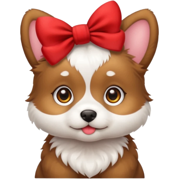 Cute puppy with bow emoji