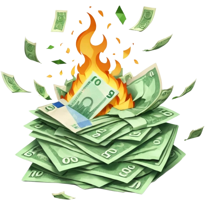 exploding stack of russian ruble notes emoji