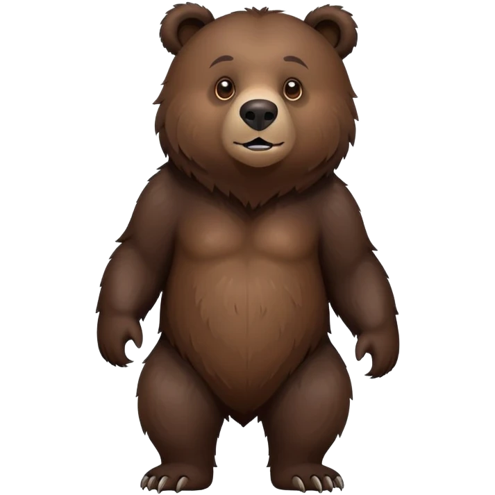 Dark brown grizzly bear on four legs with natural fur texture, minimalist design, very dark brown coloration emoji