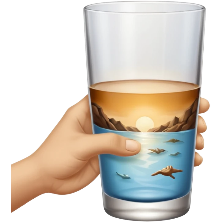 a hand holding a glass, above the glass is painted the creation of Adam emoji