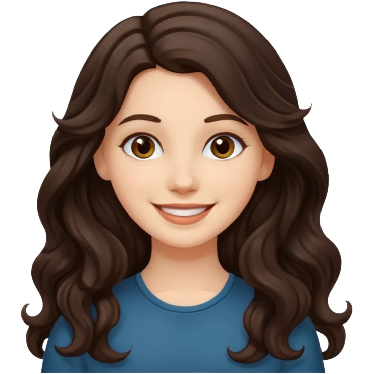A white girl with long dark brown wave hair  emoji
