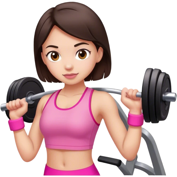 dark brown hair girl with light skin pink gym emoji