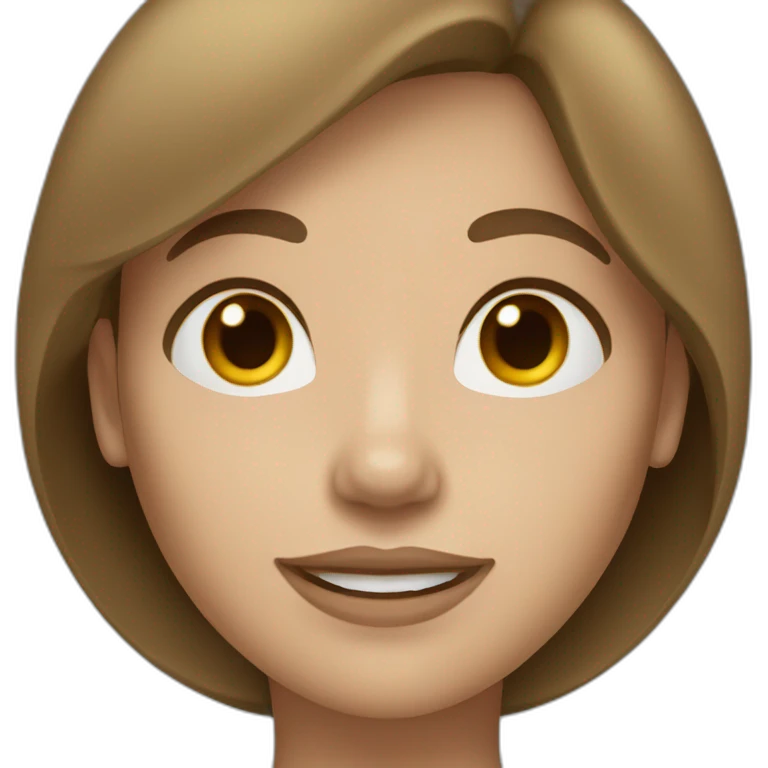 Brown-haired woman with a trumpet nose and freckles and beige skin tone emoji