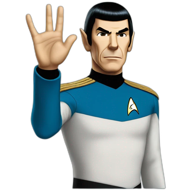 Spock with the Vulcan salute with Starfleet blue uniform (Star Trek) emoji