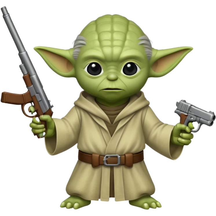 Yoda with a gun emoji