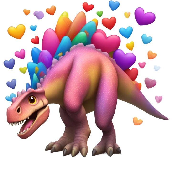 Dinosaur with hearts emoji