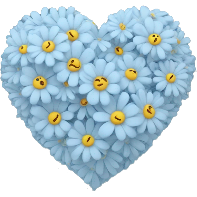 Flower heart pastel blue emoji
