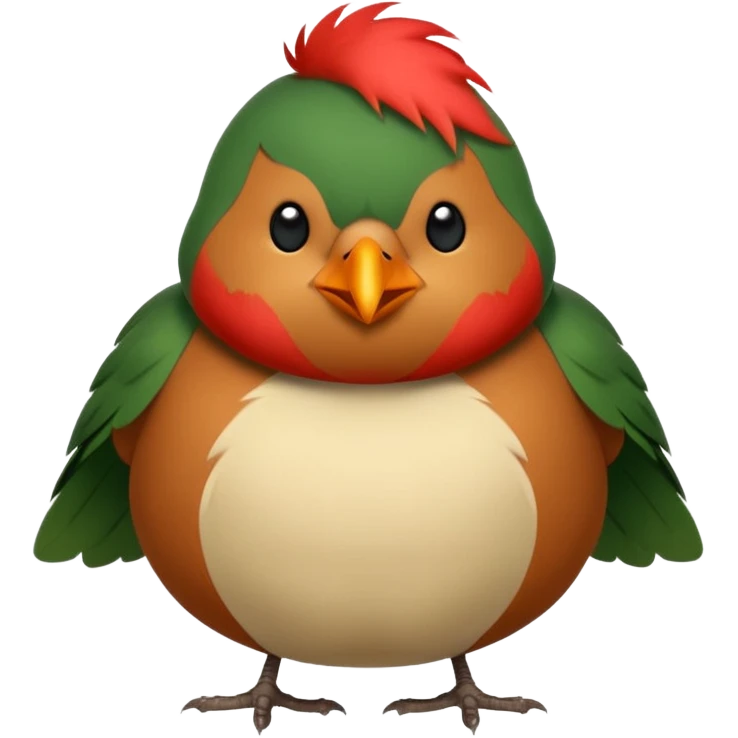 a cute and simple cartoon of a fat robin bird that has a green hood emoji