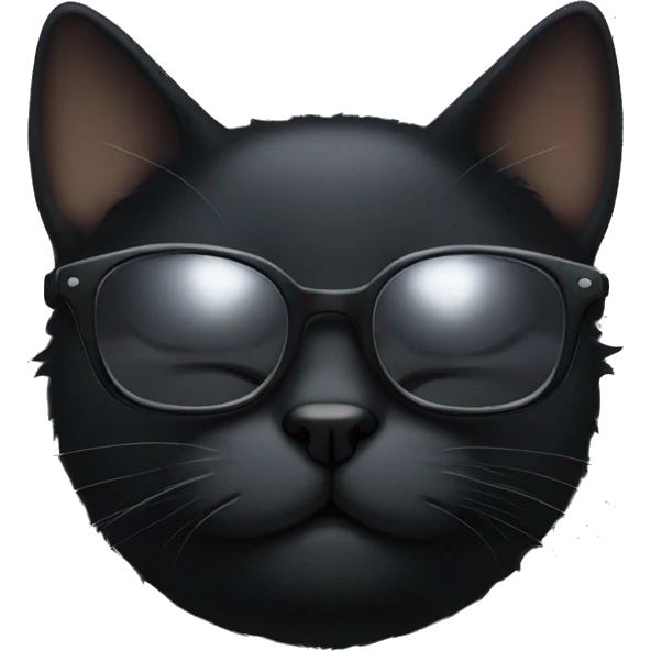 Sleeping black cat with glasses emoji