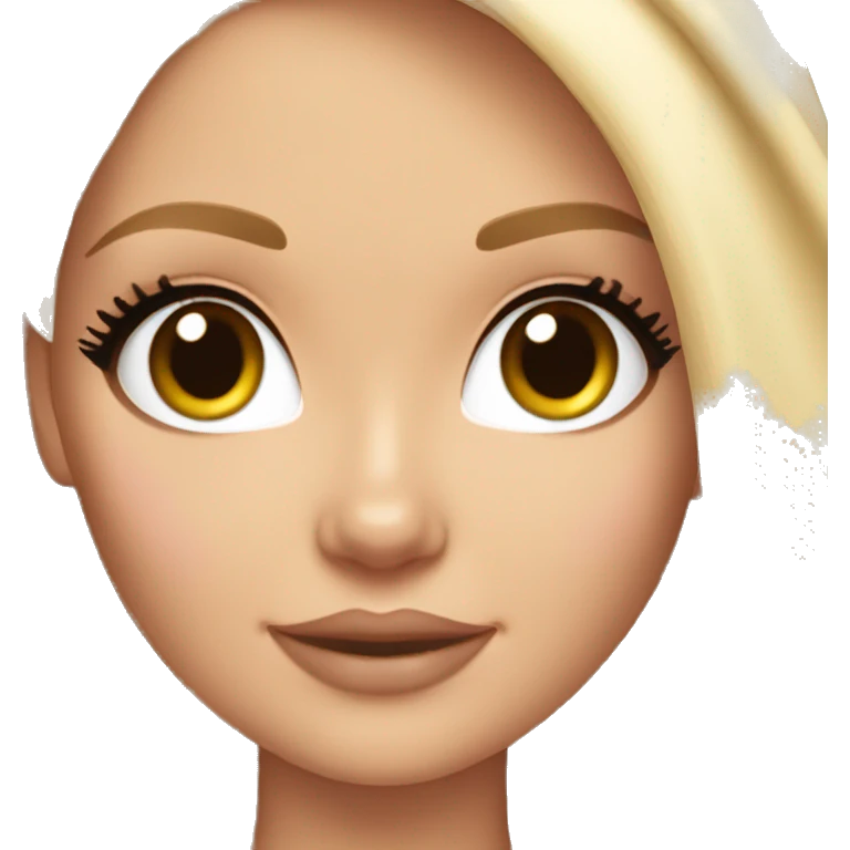 Barbie long blonde hair brown eyes emoji