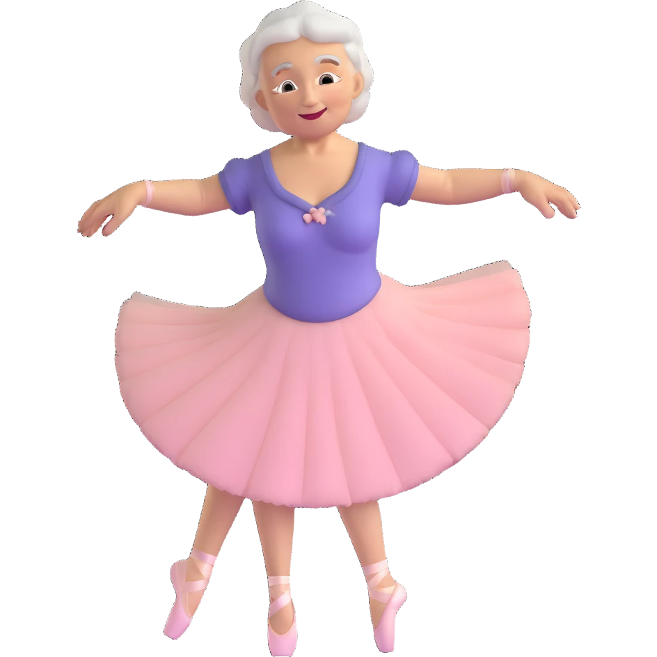 grandma in a ballet outfit, dancing emoji