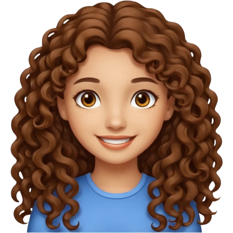 pretty girl brown long hair curly with brown eyes and lightskin  emoji