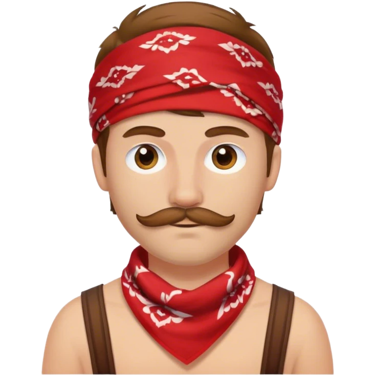 White man with brown hair and a short brown mustache wearing a  red bandana around his neck emoji
