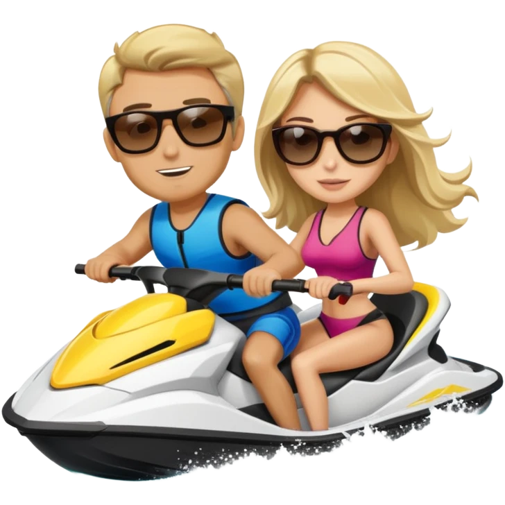 Blonde man and brunette girl on jet ski emoji