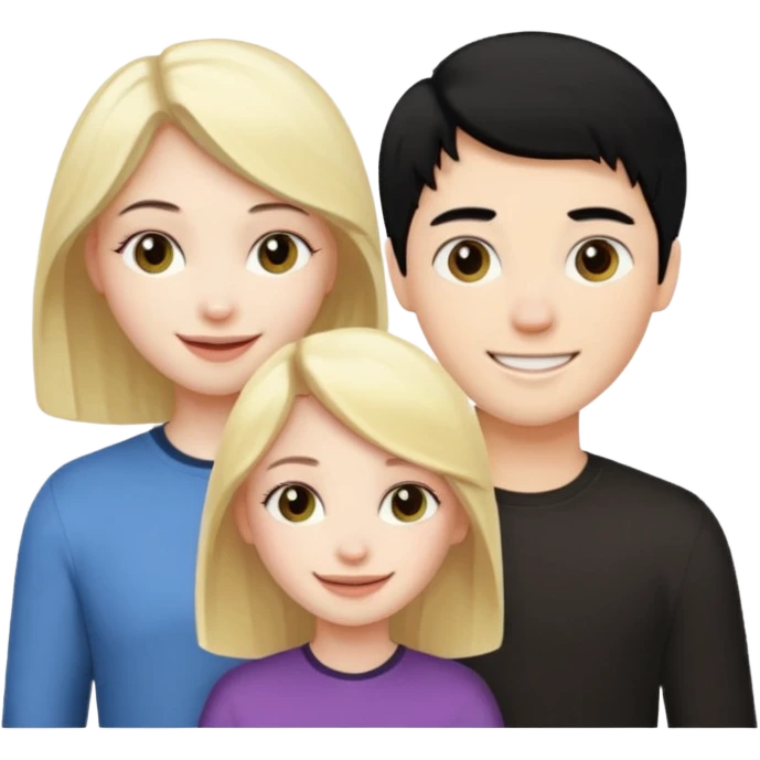 A black hair girl a blonde girl and a blonde boy emoji