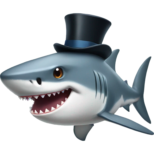Shark with a top hat emoji