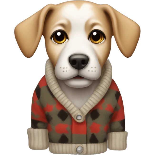 dog in cardigan sweater checkered emoji