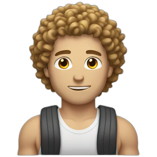 Gym white guy with curly hair emoji