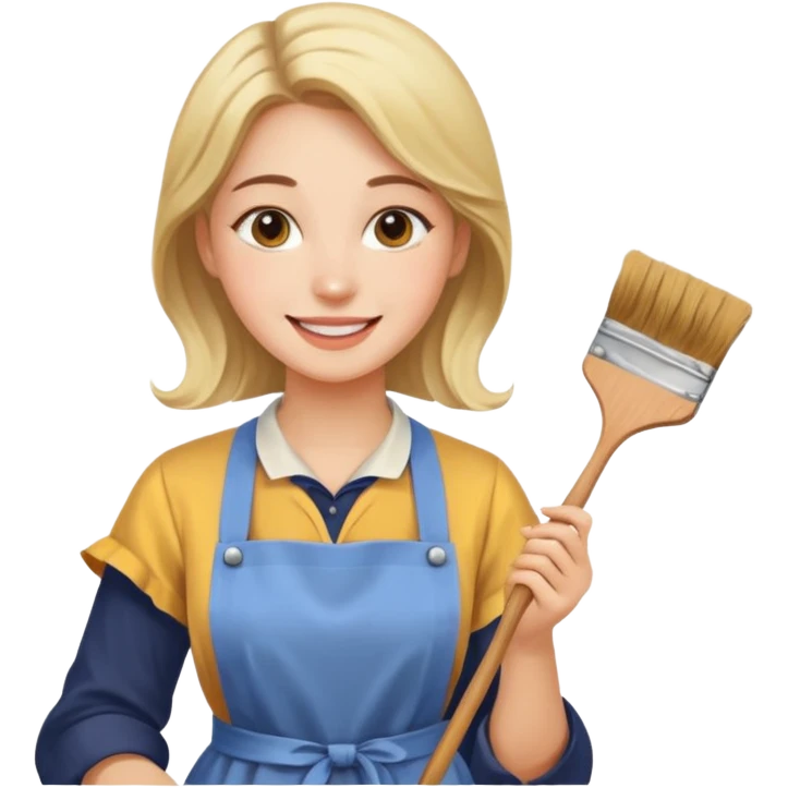 Young Women painting smilling tablier emoji
