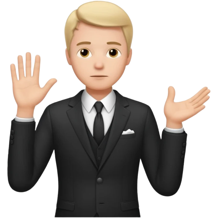 white man in formal suit in thought, shows something with his hand emoji