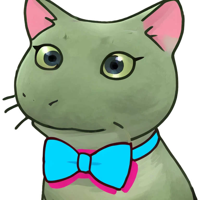 white cat with blue eyes very cute with a pink bow on his neck waving hello emoji