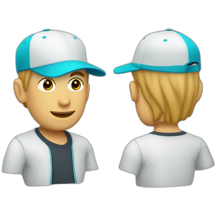 hombre de tez blanca con gorra azul turqui,  emoji