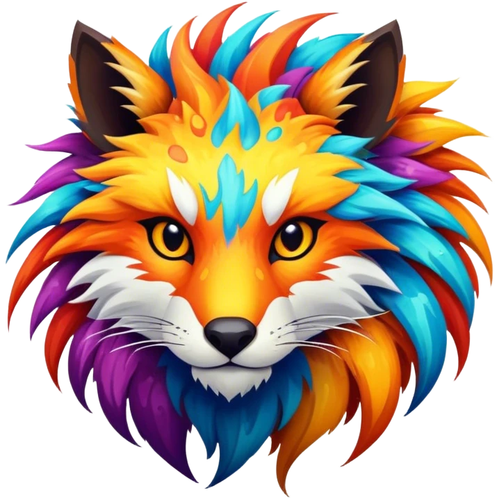 a colorful edgy vernid-fionbri-animal-creature with splash patterns emoji